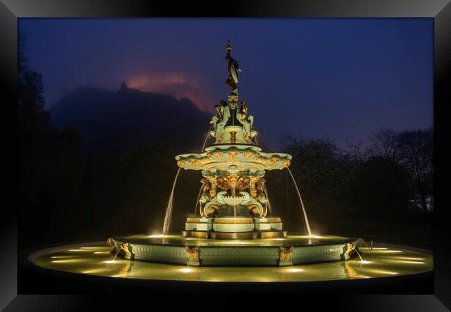 Ross Fountain At Night In Edinburgh Framed Print by Artur Bogacki