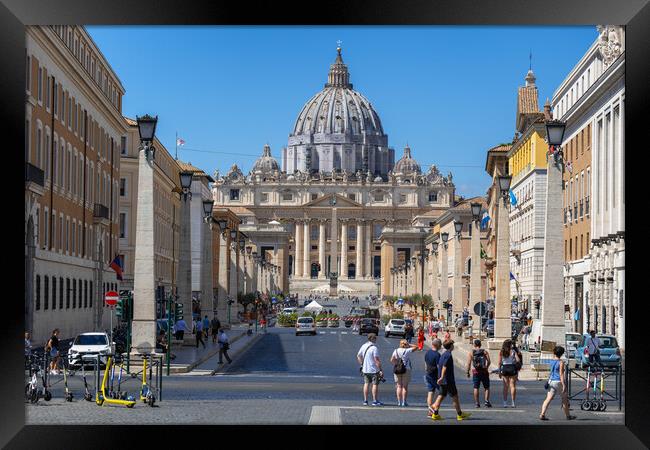 St Peter Basilica And Via della Conciliazione Framed Print by Artur Bogacki