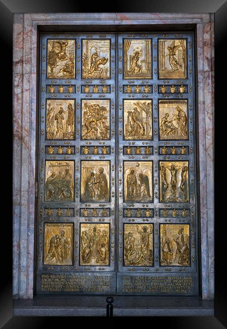 Holy Door at Basilica of St Peter in Vatican Framed Print by Artur Bogacki