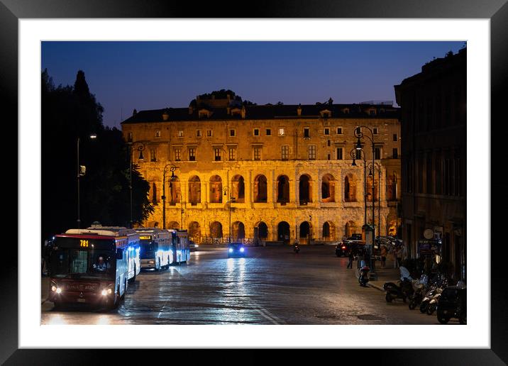 Theatre of Marcellus at Night in Rome Framed Mounted Print by Artur Bogacki