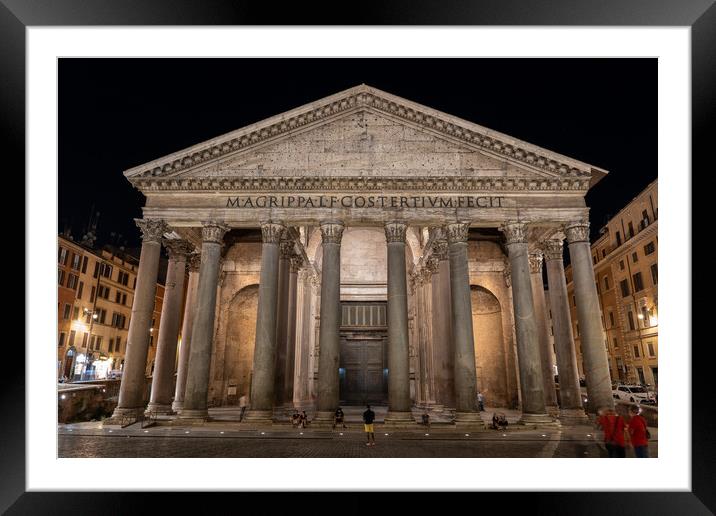 Pantheon by Night in Rome Framed Mounted Print by Artur Bogacki