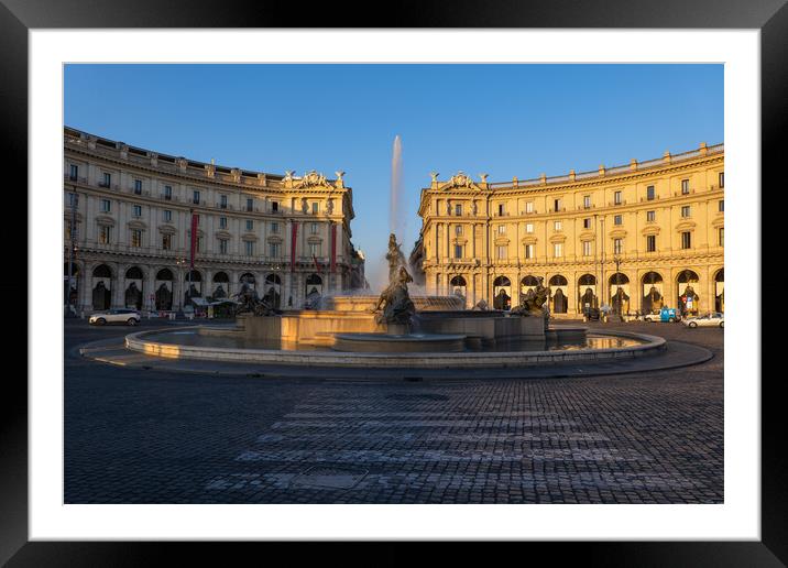 Piazza della Repubblica in Rome at Sunrise Framed Mounted Print by Artur Bogacki
