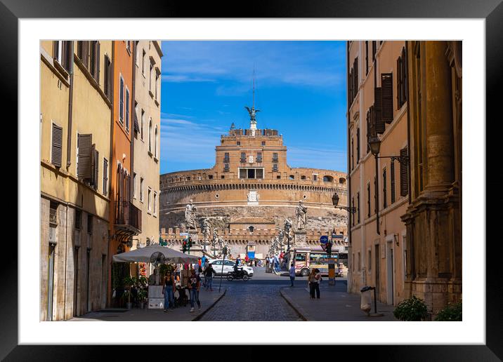 Street View To Castel Sant Angelo In Rome Framed Mounted Print by Artur Bogacki