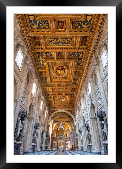 Basilica of St John Lateran Interior In Rome Framed Mounted Print by Artur Bogacki