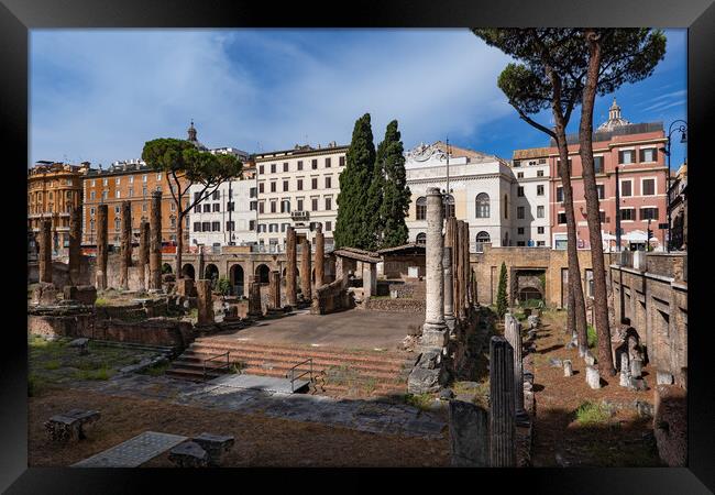 Largo di Torre Argentina in Rome Framed Print by Artur Bogacki