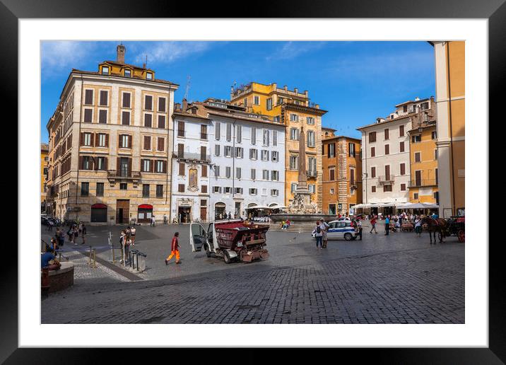 Piazza della Rotonda City Square In Rome Framed Mounted Print by Artur Bogacki