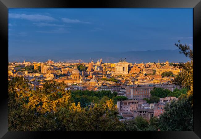 Rome Cityscape At Sunset In Italy Framed Print by Artur Bogacki