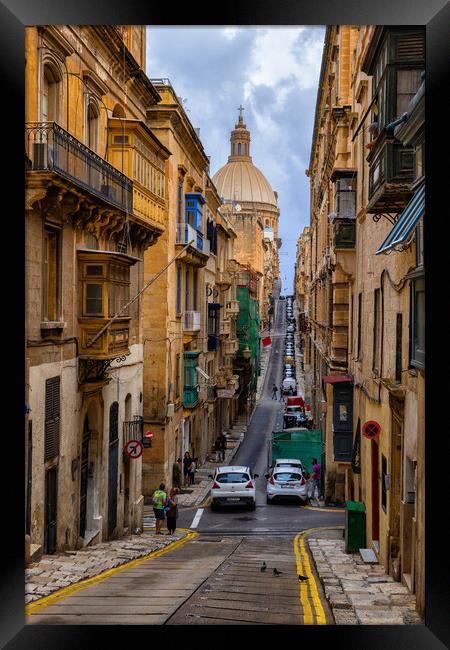 Old Mint Street In Valletta City In Malta Framed Print by Artur Bogacki