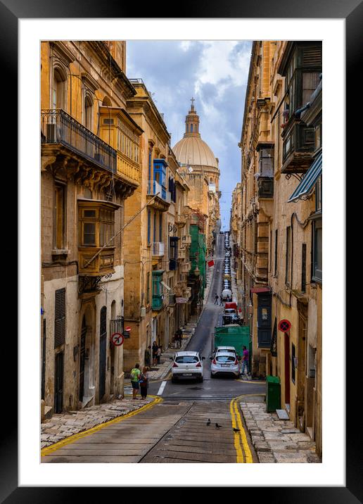 Old Mint Street In Valletta City In Malta Framed Mounted Print by Artur Bogacki