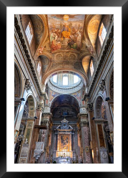 Church of San Rocco Baroque Interior in Rome Framed Mounted Print by Artur Bogacki
