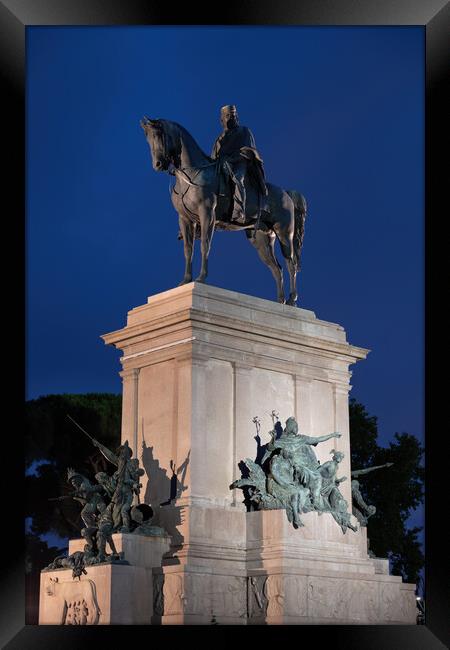 Giuseppe Garibaldi Monument at Night in Rome Framed Print by Artur Bogacki