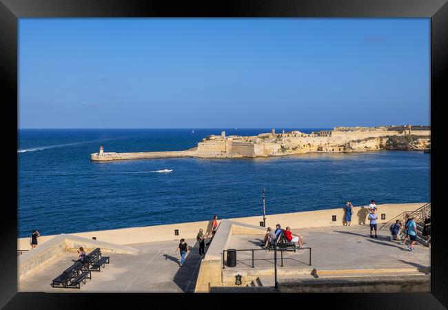 Valletta Seaside Terrace And Fort Ricasoli In Malta Framed Print by Artur Bogacki
