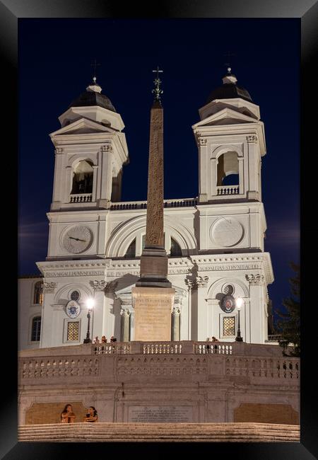 Trinita dei Monti Church in Rome at Night Framed Print by Artur Bogacki