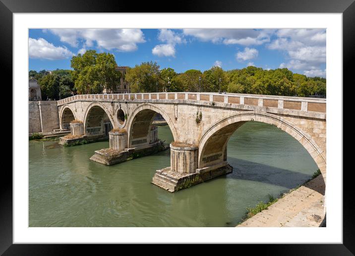 Ponte Sisto Bridge On Tiber River In Rome Framed Mounted Print by Artur Bogacki