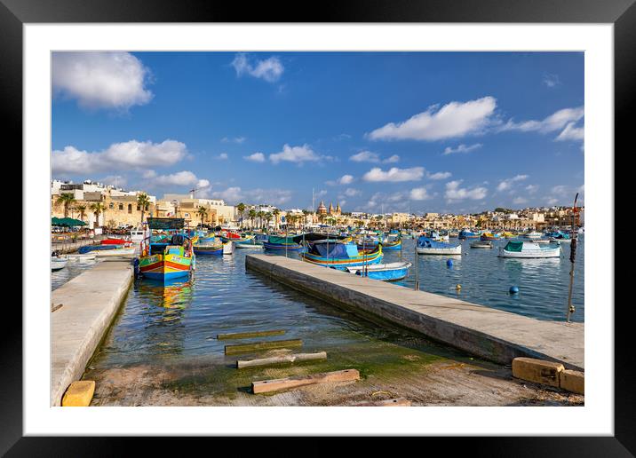 Marsaxlokk Fishing Village Harbor In Malta Framed Mounted Print by Artur Bogacki
