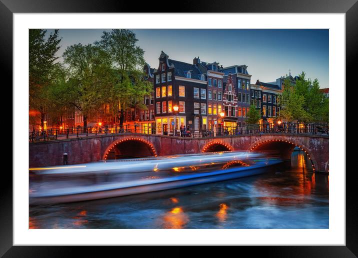 City of Amsterdam at Dusk Framed Mounted Print by Artur Bogacki