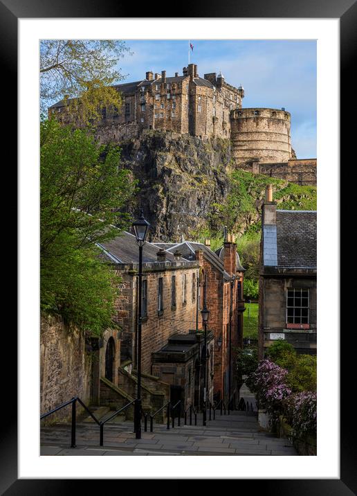 Edinburgh Castle From Vennel Steps Framed Mounted Print by Artur Bogacki