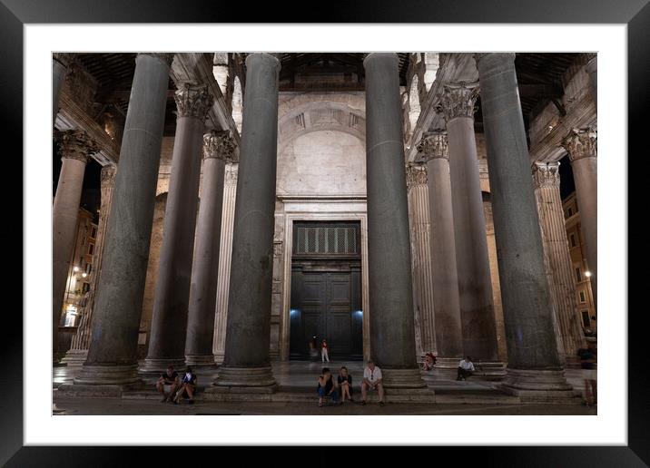 Columns Of Pantheon Portico At Night Framed Mounted Print by Artur Bogacki