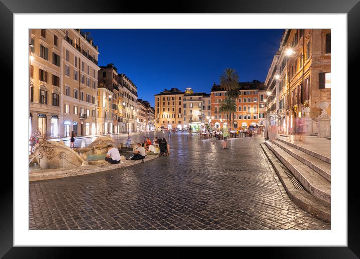  Piazza di Spagna Square at Night in Rome Framed Mounted Print by Artur Bogacki