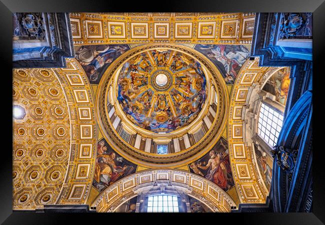 Gregorian Chapel Dome In St Peter Basilica Framed Print by Artur Bogacki