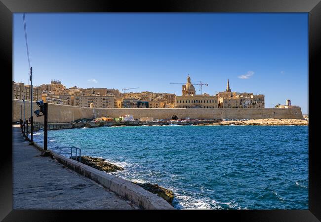 Valletta City Skyline Sea Bay View Framed Print by Artur Bogacki