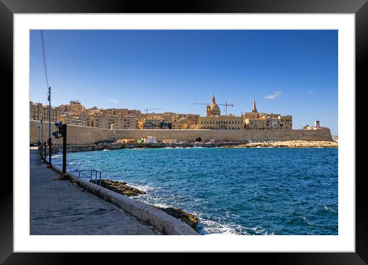 Valletta City Skyline Sea Bay View Framed Mounted Print by Artur Bogacki