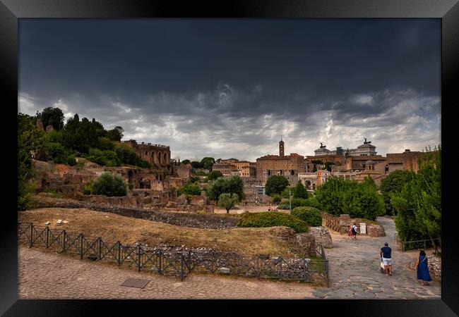 Storm Clouds Above Ancient City Of Rome Framed Print by Artur Bogacki