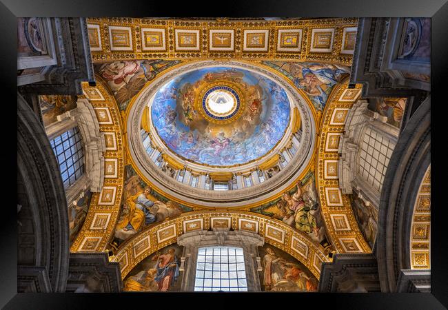 Baptism Chapel Dome In St Peter Basilica In Vatican Framed Print by Artur Bogacki