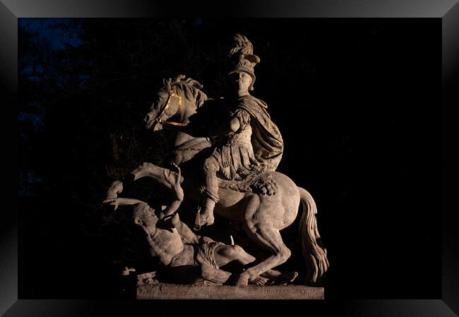 King Jan III Sobieski Monument At Night Framed Print by Artur Bogacki