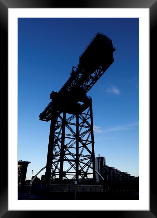 Finnieston Crane Silhouette In Glasgow Framed Mounted Print by Artur Bogacki