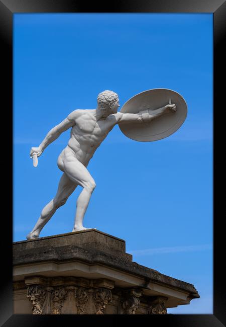 Statue Of Gladiator With Shield And Sword Framed Print by Artur Bogacki
