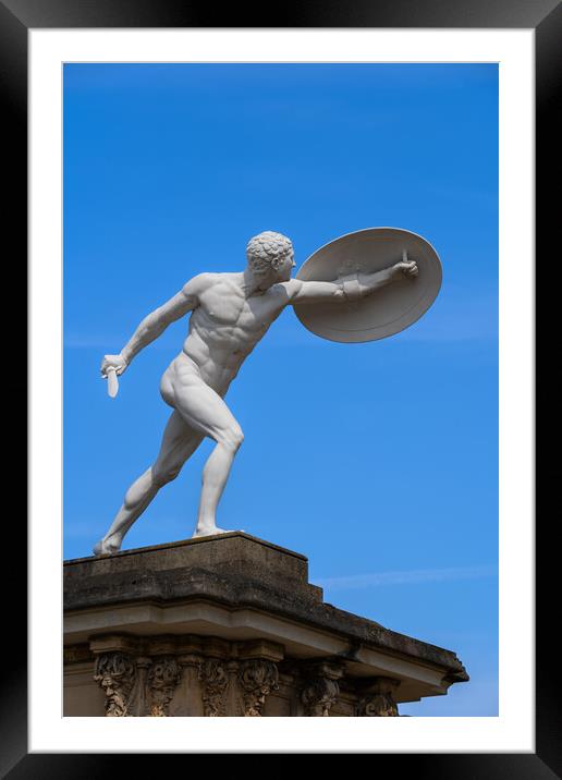 Statue Of Gladiator With Shield And Sword Framed Mounted Print by Artur Bogacki