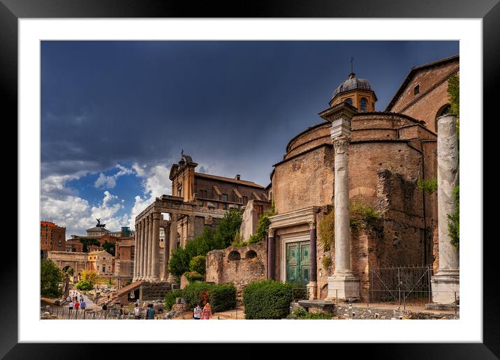 Ancient Temples At Roman Forum In Rome Framed Mounted Print by Artur Bogacki