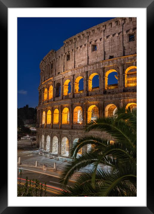 The Colosseum at Night in Rome Framed Mounted Print by Artur Bogacki