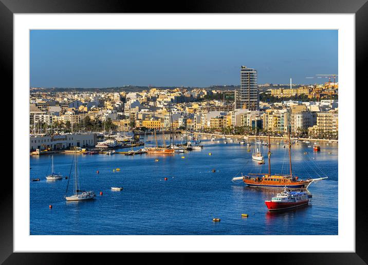 Towns of Sliema and Gzira in Malta Framed Mounted Print by Artur Bogacki