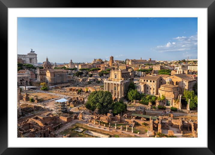 Roman Forum Ruins In Rome At Sunset Framed Mounted Print by Artur Bogacki