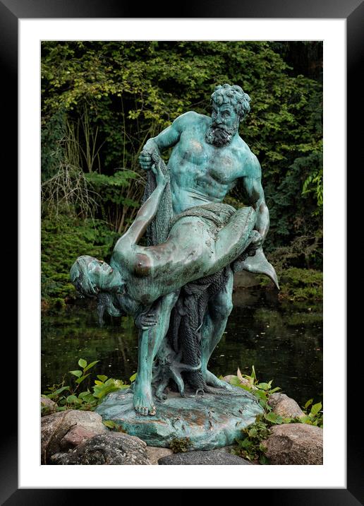 Fisherman With Mermaid Sculpture The Rare Haul Framed Mounted Print by Artur Bogacki