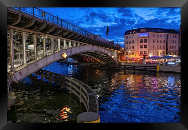 Friedrichstrasse Station Bridge In Berlin At Twilight Framed Print by Artur Bogacki