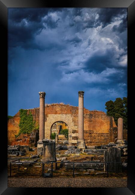 Stormy Sky Above Ancient Ruins In Rome Framed Print by Artur Bogacki