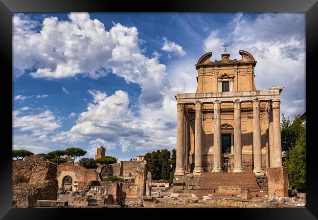 Temple of Antoninus and Faustina at Roman Forum Framed Print by Artur Bogacki