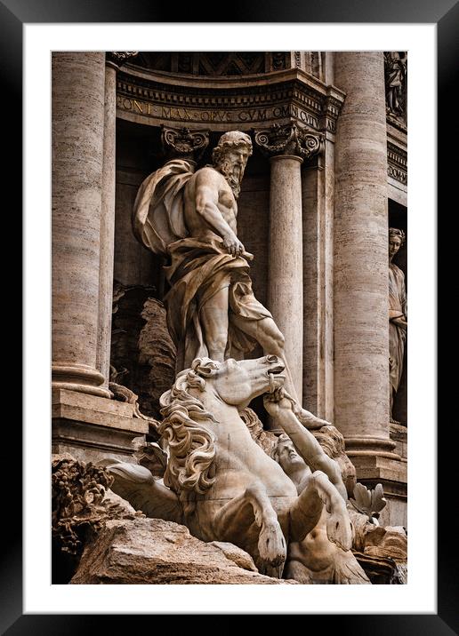 Oceanus and Horse at Trevi Fountain Framed Mounted Print by Artur Bogacki