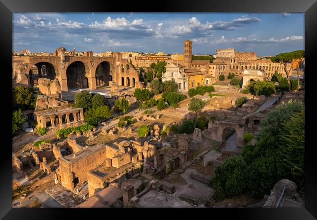 Sunset At Roman Forum In Rome Framed Print by Artur Bogacki