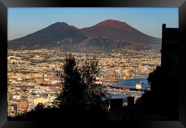 Mount Vesuvius Above Naples In Italy Framed Print by Artur Bogacki