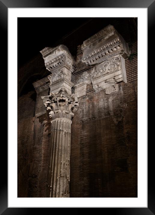 The Pantheon Temple Architectural Details In Rome Framed Mounted Print by Artur Bogacki