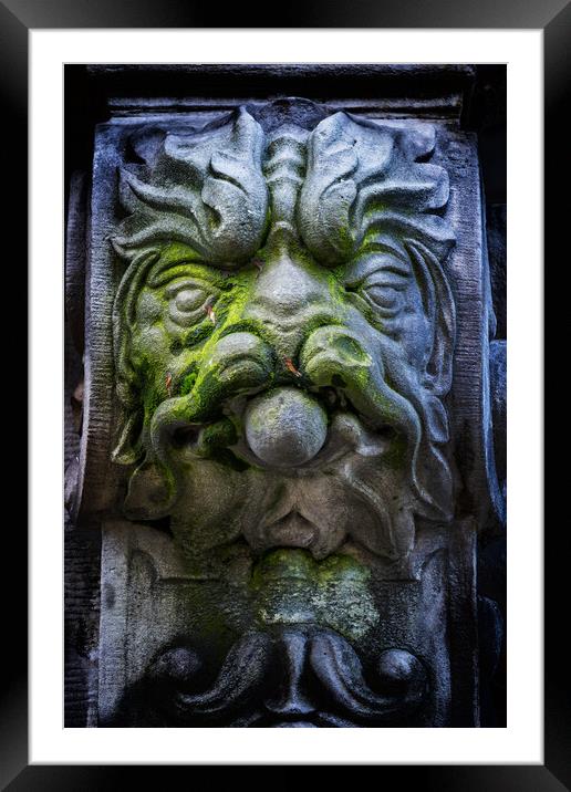 Old Lion Monster Face Sculpture Framed Mounted Print by Artur Bogacki