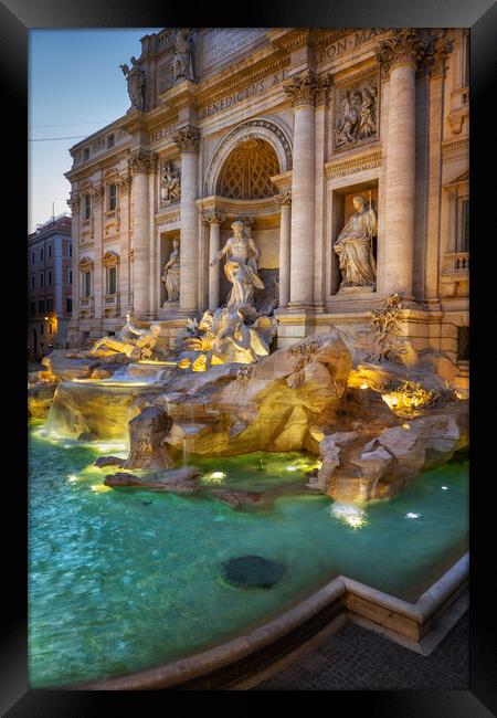 Evening At The Trevi Fountain In Rome Framed Print by Artur Bogacki