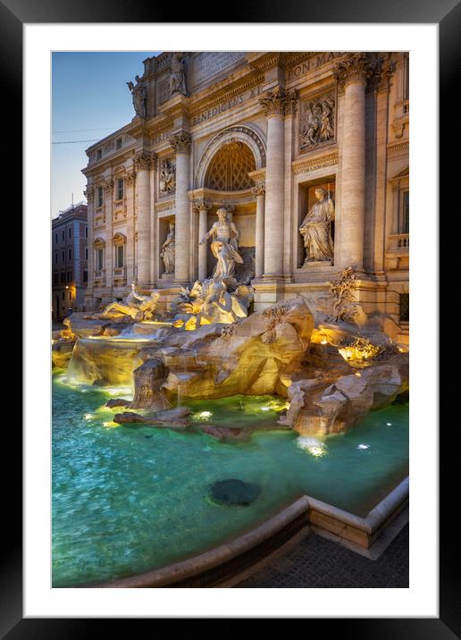 Evening At The Trevi Fountain In Rome Framed Mounted Print by Artur Bogacki
