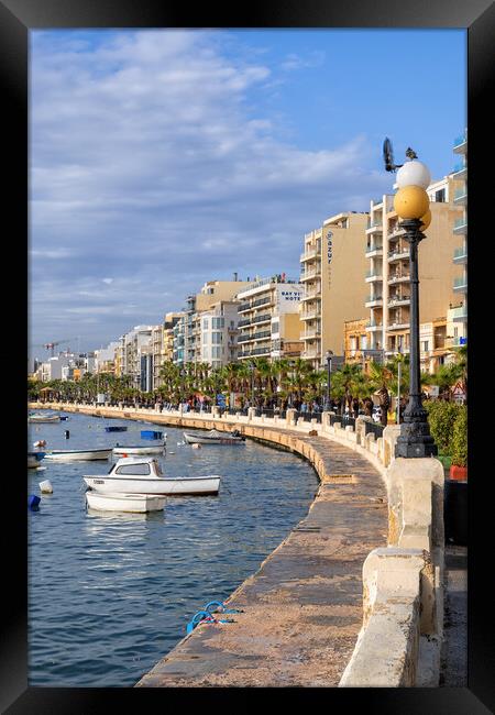 Sliema Town Seaside Waterfront In Malta Framed Print by Artur Bogacki