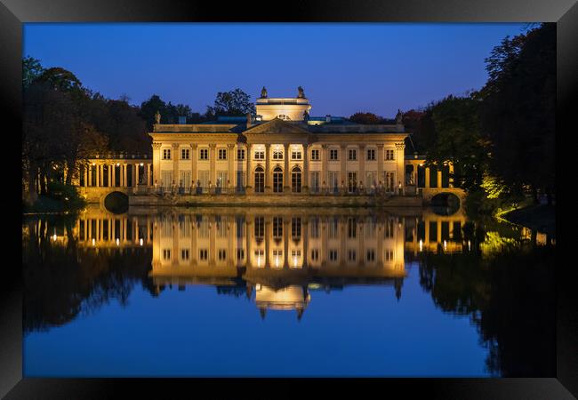 The Palace on the Isle at Night in Warsaw Framed Print by Artur Bogacki