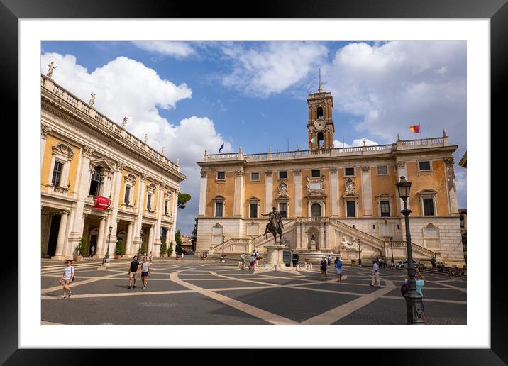 Piazza del Campidoglio on Capitoline Hill in Rome Framed Mounted Print by Artur Bogacki